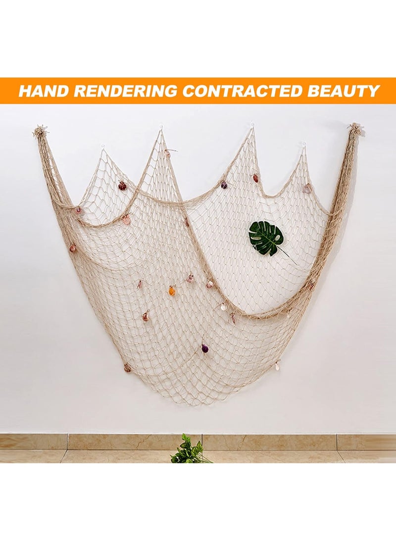 Decorative Fishing Net with Sea Shells, 1M*2M Nautical Fish Net Decoration Mediterranean Style Hanging Photo Netting Wall Hanging Decor for Party Home - Image 4